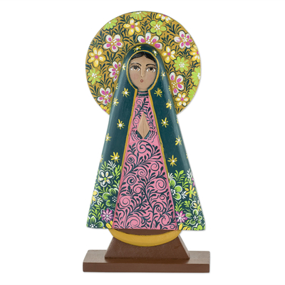 Escultura de madera - Escultura de la Virgen de Guadalupe nicaragüense tallada a mano
