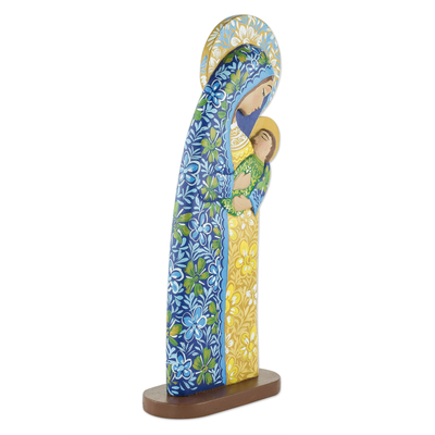 Wood sculpture, 'Love Eternal' - Virgin Mary and Jesus Wood Sculpture
