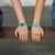 Beaded friendship bracelets, 'Two Hearts in Green' (pair) - Artisan Crafted Beaded Heart Friendship Bracelets, (Pair)