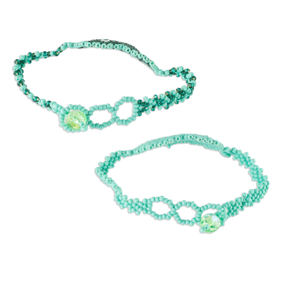Freundschaftsarmbänder mit Perlen, (Paar) - Handgefertigte Perlenherz-Freundschaftsarmbänder, (Paar)