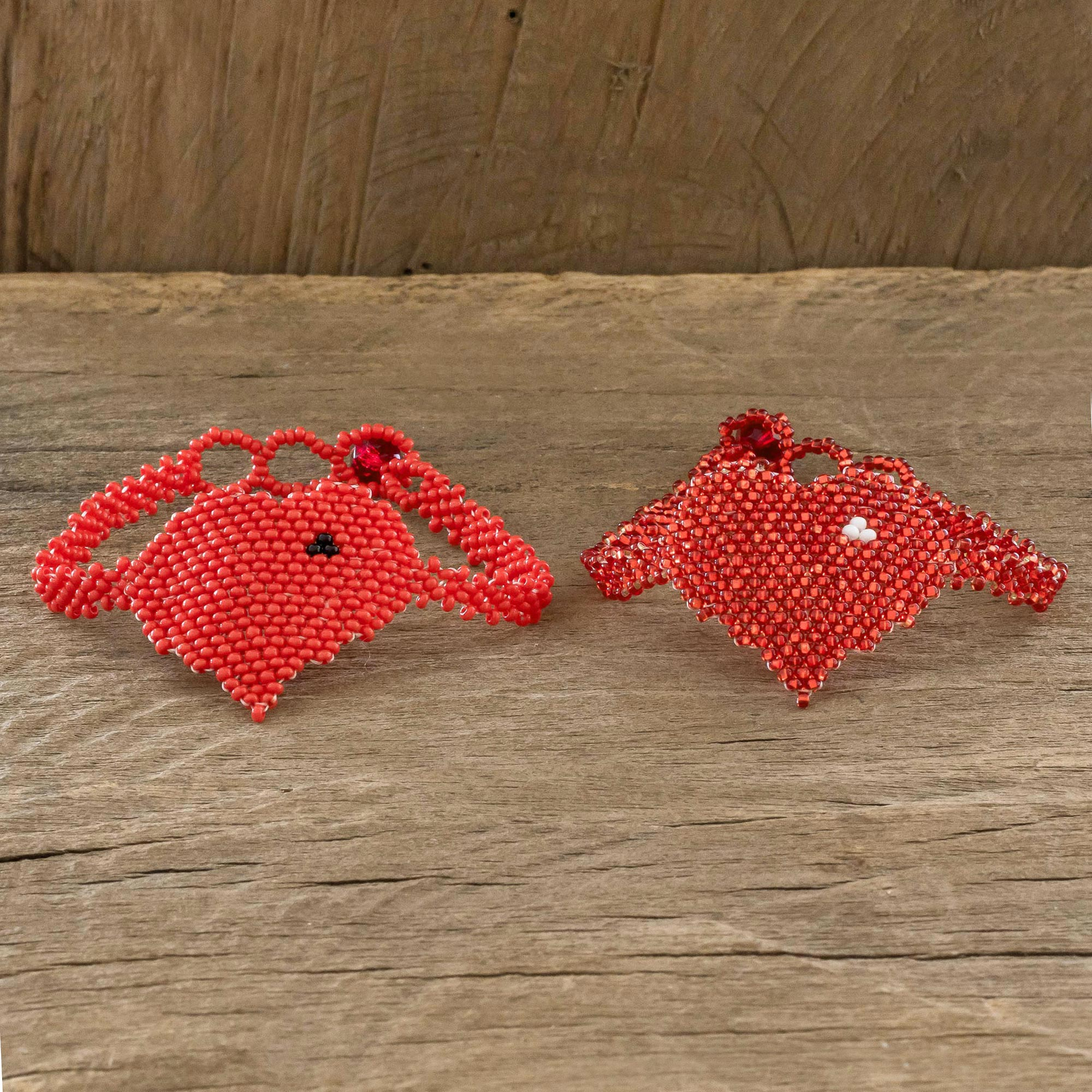 Heart-Shaped Pendant Friendship Bracelets (Pair), 'Hearts in Strawberry'