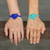 Freundschaftsarmbänder mit Perlenanhänger, (Paar) - Freundschaftsarmbänder aus Glasperlen in Blau und Aqua (Paar)
