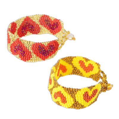 Perlenarmband-Freundschaftsarmbänder, (Paar) - Handgefertigte Freundschaftsarmbänder aus Glasperlen (Paar)