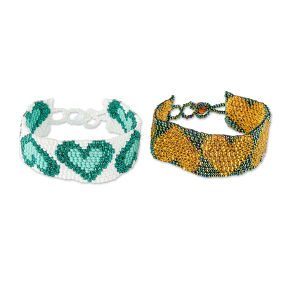 Glass Beaded Wristband Friendship Bracelets (Pair)