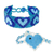 Beaded wristband friendship bracelets, 'Hearts in Blue' (pair) - Beaded Heart Motif Friendship Bracelets (Pair)