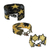 Beaded wristband friendship bracelets, 'Stars in Gold' (set of 3) - Black and Gold Beaded Star Friendship Bracelets (Set of 3)