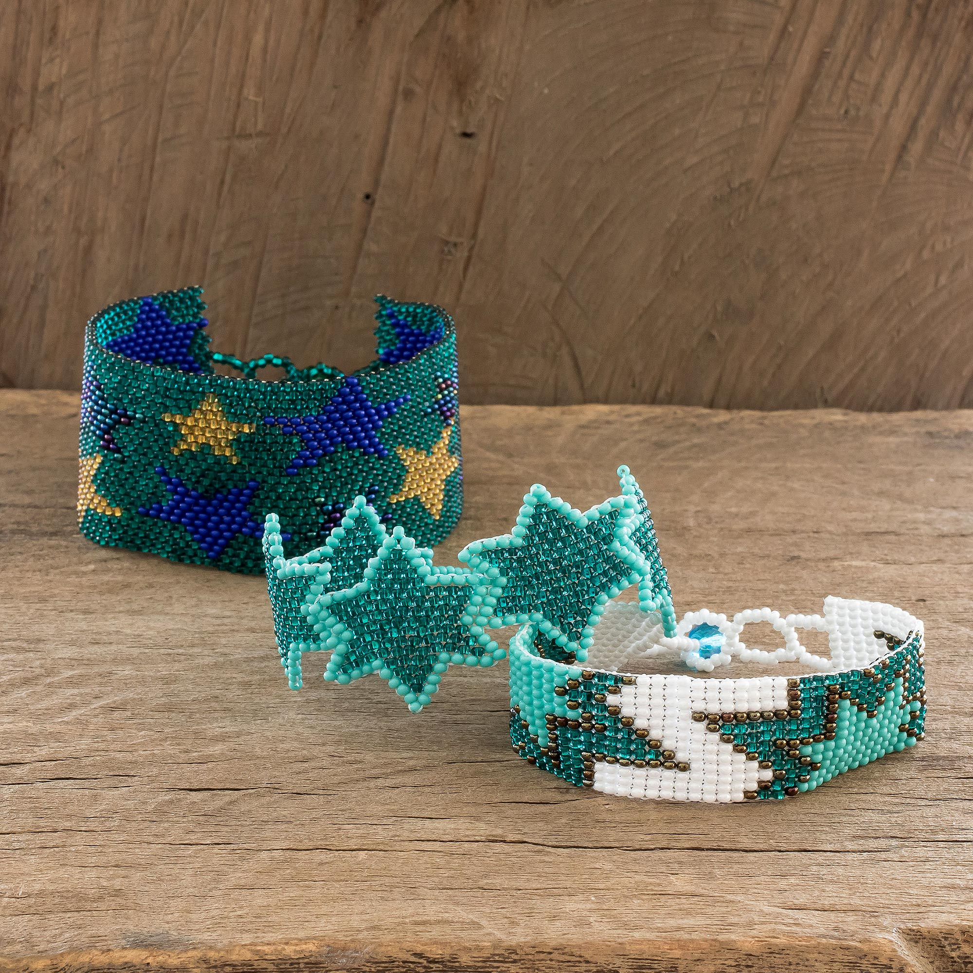Handmade Beaded Star Friendship Bracelets in Teal (Set of 3) - Stars in  Teal | NOVICA