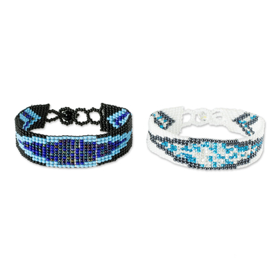 Friendship Bracelets Crafted with Tiny Glass Beads (Pair)