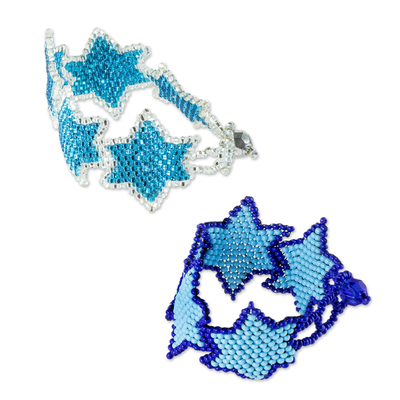 Perlenarmband-Freundschaftsarmbänder, (Paar) - Himmelblaue Freundschaftsarmbänder mit Sternmotiv (Paar)