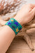 Beaded wristband bracelet, 'Constellation in Teal' - Teal Star Motif Beaded Wristband Bracelet