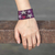 Beaded wristband bracelet, 'Constellation in Grape' - Purple Star-Themed Beaded Bracelet