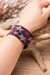 Beaded wristband bracelet, 'Constellation in Grape' - Purple Star-Themed Beaded Bracelet