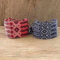 Macrame wristband friendship bracelets, 'Solola Heritage' (pair) - Woven Cord Friendship Bracelets from Guatemala (Pair)