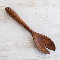 Wood serving spork, 'Dinner is Served' - Hand Carved Wood Serving Spork