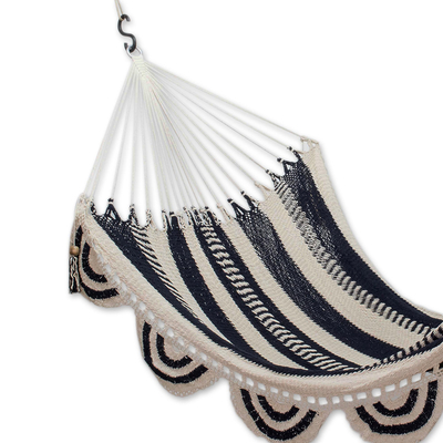 Cotton rope hammock, 'Night Skies' (single) - Handmade Single Cotton Rope Hammock From Nicaragua