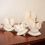 Natural fiber ornaments, 'Angels on Earth' (set of 4) - Hand Woven Palm Fiber Angel Ornaments (Set of 4)