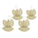 Natural fiber ornaments, 'Angels on Earth' (set of 4) - Hand Woven Palm Fiber Angel Ornaments (Set of 4)