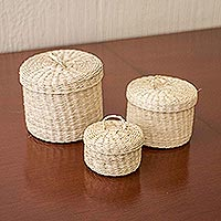 Handmade Natural Fiber Baskets (Set of 3),'Nest'