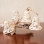 Natural fiber ornaments, 'Holiday Bells' (set of 4) - Handmade Natural Fiber Bell Ornaments (Set of 4)