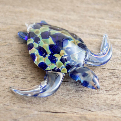 Kunstglas-figur, 'unechte karettschildkröte' - handgemachte kunst glas loggerhead schildkröte figur