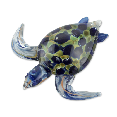 Kunstglas-figur, 'unechte karettschildkröte' - handgemachte kunst glas loggerhead schildkröte figur