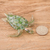 Art glass figurine, 'Leatherback Turtle' - Small Green Art Glass Turtle Sculpture thumbail
