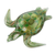 Figura de vidrio artístico, 'Tortuga laúd' - Pequeña escultura de tortuga de vidrio de arte verde