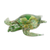 Figura de vidrio artístico, 'Tortuga laúd' - Pequeña escultura de tortuga de vidrio de arte verde