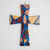 Wandkreuz aus Altholz, „Glaube und Hoffnung in Blau“ – handgefertigtes Wandkreuz aus Altholz