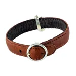 Sterling silver and leather pendant bracelet, 'Resplendent Om' - Brown Leather and Sterling Silver Om Bracelet