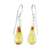 Art glass dangle earrings, 'Amber Honey' - Handmade Glass and sterling Silver Earrings thumbail