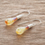 Art glass dangle earrings, 'Amber Honey' - Handmade Glass and sterling Silver Earrings (image 2b) thumbail