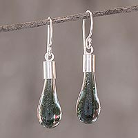 Art glass dangle earrings, 'Forest Frost'