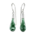Art glass dangle earrings, 'Forest Frost' - Handmade Art Glass Earrings in Green thumbail