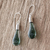 Art glass dangle earrings, 'Forest Frost' - Handmade Art Glass Earrings in Green (image 2b) thumbail