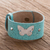 Leather and sterling silver wristband bracelet, 'Butterfly Medallion' - Blue Leather Wristband Bracelet with Butterfly