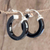 Jade hoop earrings, 'Conexion in Black' - Guatemalan Black Jade Sterling Silver Hoop Earrings (image 2) thumbail