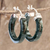 Jade hoop earrings, 'Conexion in Dark Green' - Guatemalan Dark Green Jade Sterling Silver Hoop Earrings (image 2) thumbail