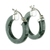 Jade hoop earrings, 'Conexion in Dark Green' - Guatemalan Dark Green Jade Sterling Silver Hoop Earrings thumbail