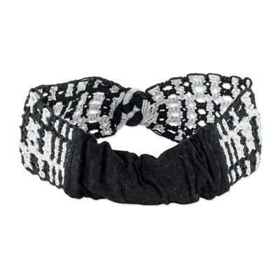 Stirnband aus Baumwollmakramee - Makramee-Stirnband aus schwarz-weißer Baumwolle