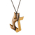 Reclaimed wood pendant necklace, 'Fiery Faith' - Unisex Wood Cross Pendant Necklace