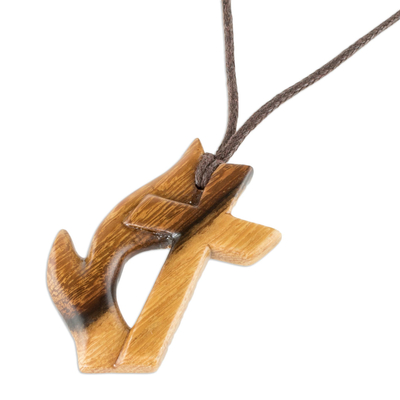 Collar colgante de madera recuperada - Collar con colgante de cruz de madera unisex