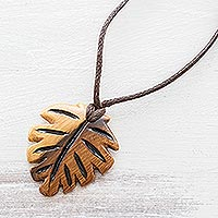 Reclaimed wood pendant necklace, 'Back to Nature'