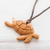 Reclaimed wood pendant necklace, 'Turtle Time' - Hand Carved Turtle Necklace