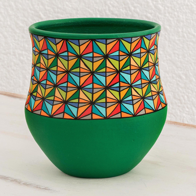 Florero decorativo de terracota - Jarrón de cerámica decorativa multicolor