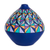 Decorative terracotta vase, 'Blue Geometry' - Decorative Geometric Terracotta Vase From Nicaragua