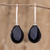 Jade drop earrings, 'Jupiter Rain in Black' - Black Jade and Sterling Silver Drop Earrings thumbail