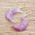 Recycled CD dangle earrings, 'Galactic Moon' - Guatemalan Recycled CD Moon Dangle Earrings (image 2b) thumbail