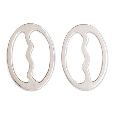 Sterling silver stud earrings, 'Cafe Love' - Sterling Silver Coffee Bean Stud Earrings from Guatemala