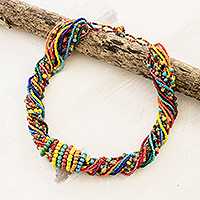 Beaded torsade necklace, 'Confetti Parade' - Multicolored Beaded Torsade Necklace